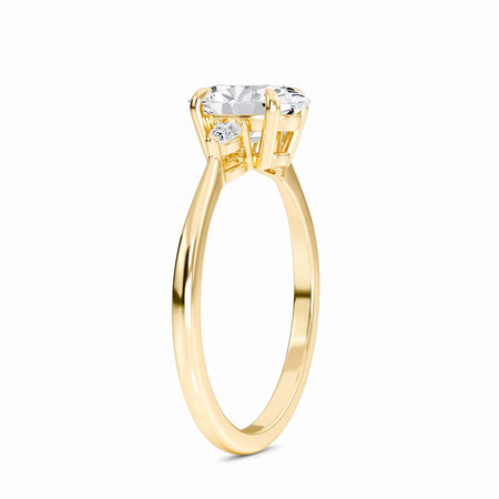 Oval Three-Stone Certified Natural Diamond Engagement Ring - Lorraine