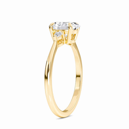 Oval Three-Stone Certified Natural Diamond Engagement Ring - Lorraine
