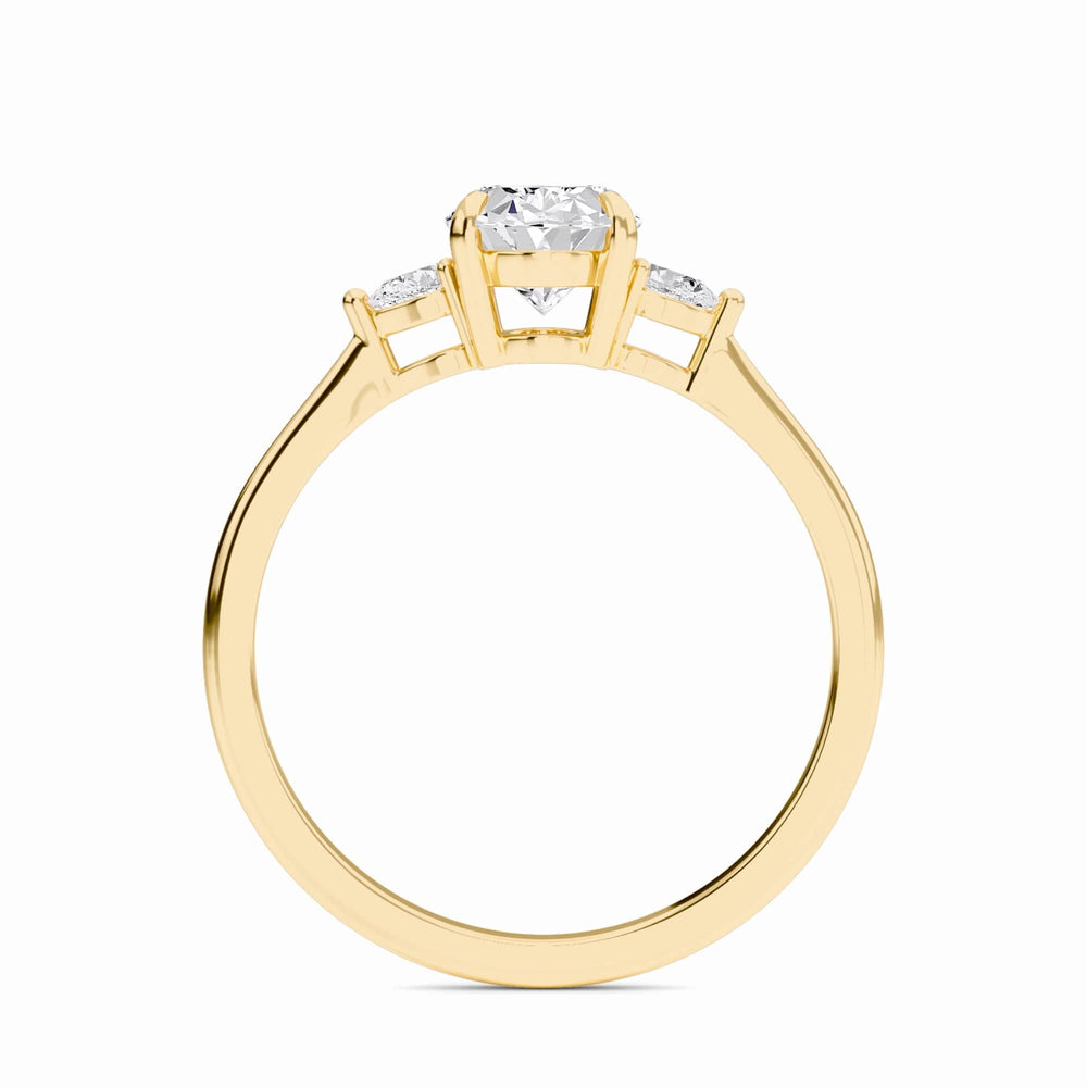 Oval Three-Stone Certified Natural Diamond Engagement Ring - Lorraine