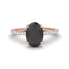 Tamara oval hidden halo black diamond engagement ring