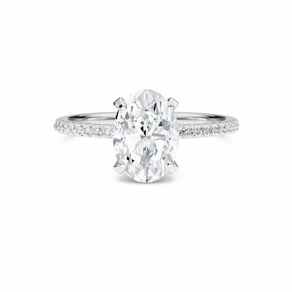 Oval Hidden Halo Certified Natural Diamond Pave Engagement Ring - Tamara