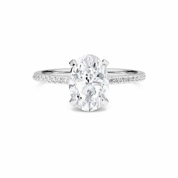 Oval Hidden Halo Certified Natural Diamond Pave Engagement Ring - Tamara
