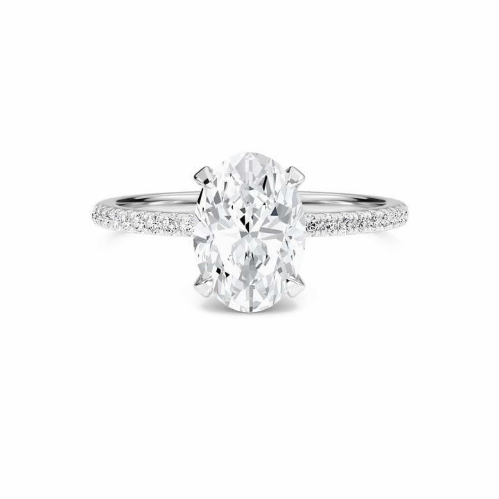 Oval Hidden Halo Certified Natural Diamond Pave Engagement Ring - Tamara