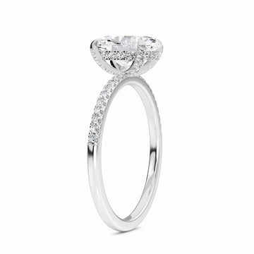 Oval Hidden Halo Certified Natural Diamond Pave Engagement Ring - Tamara