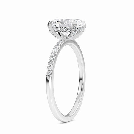 Oval Hidden Halo Certified Natural Diamond Pave Engagement Ring - Tamara
