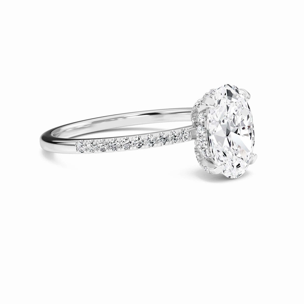Oval Hidden Halo Certified Natural Diamond Pave Engagement Ring - Tamara