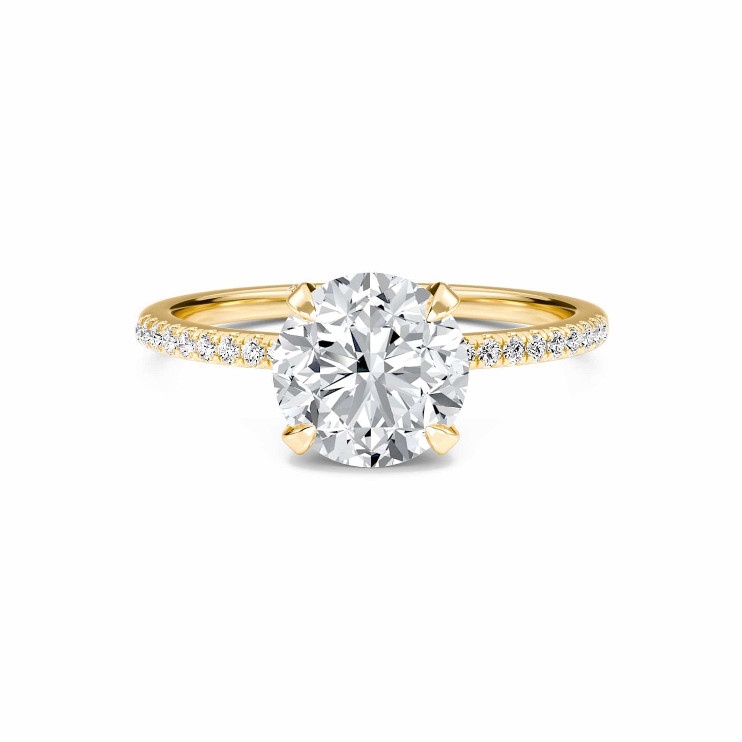 Round Hidden Halo Certified Natural Diamond Pave Engagement Ring - Tamara