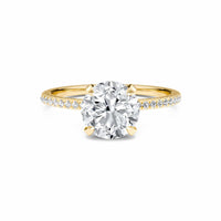 Round Hidden Halo Certified Natural Diamond Pave Engagement Ring - Tamara