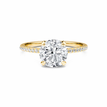 Round Hidden Halo Certified Natural Diamond Pave Engagement Ring - Tamara