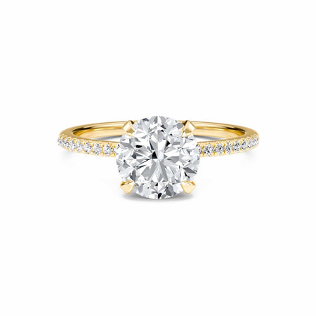 Round Hidden Halo Certified Natural Diamond Pave Engagement Ring - Tamara