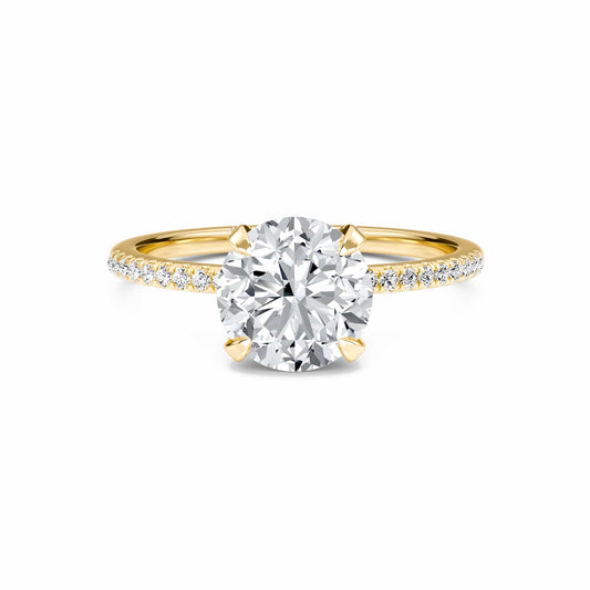 Round Hidden Halo Certified Natural Diamond Pave Engagement Ring - Tamara