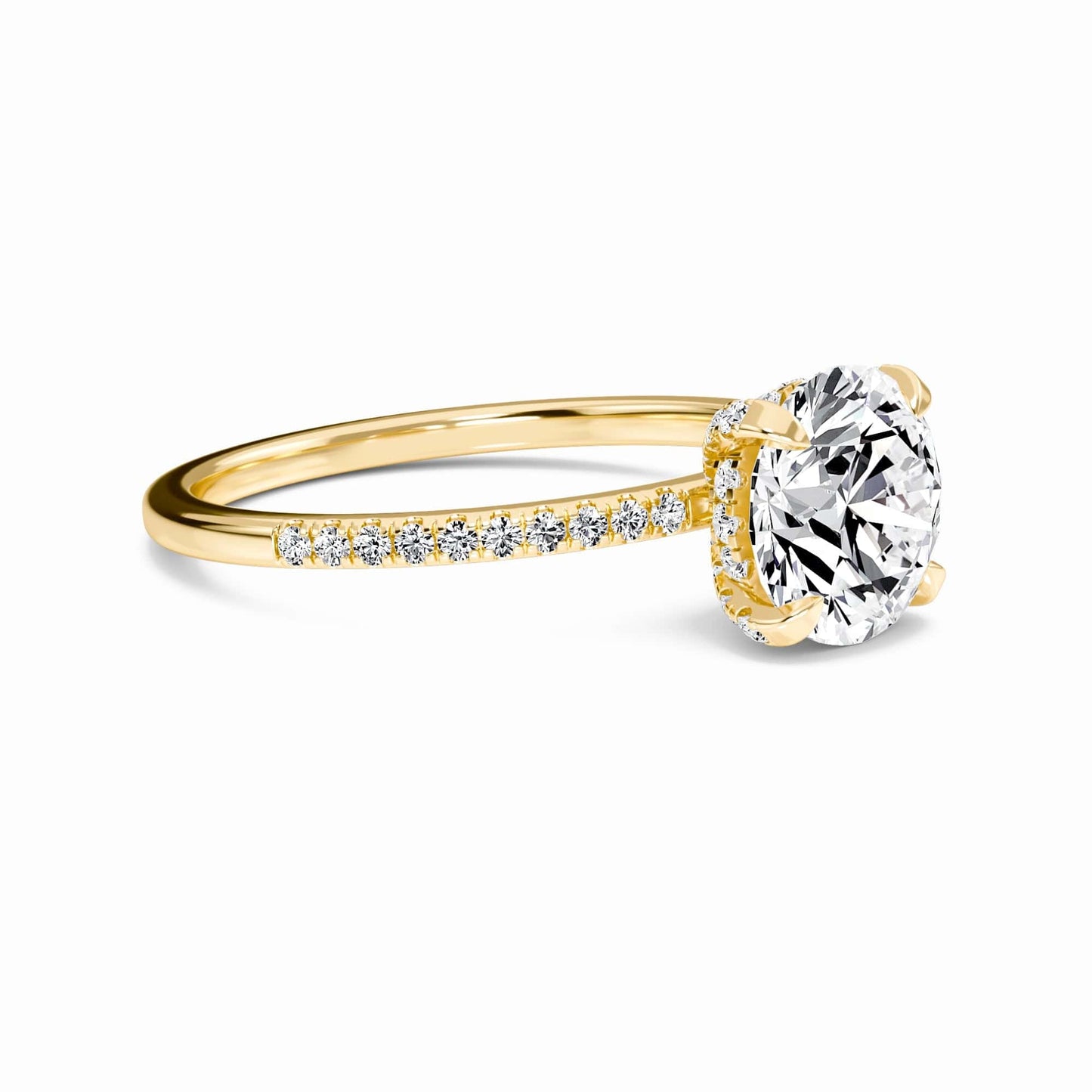 Round Hidden Halo Certified Natural Diamond Pave Engagement Ring - Tamara