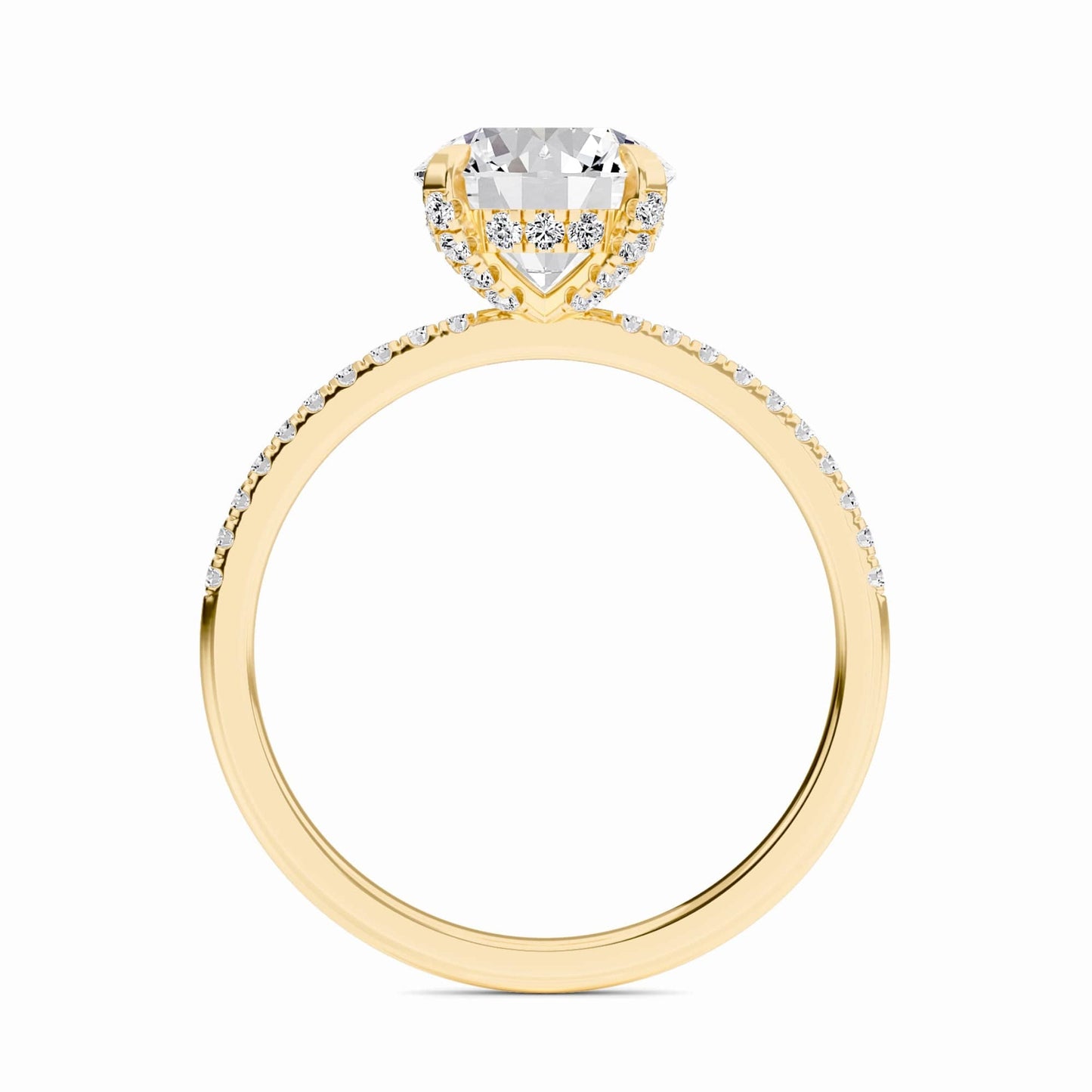 Round Hidden Halo Certified Natural Diamond Pave Engagement Ring - Tamara