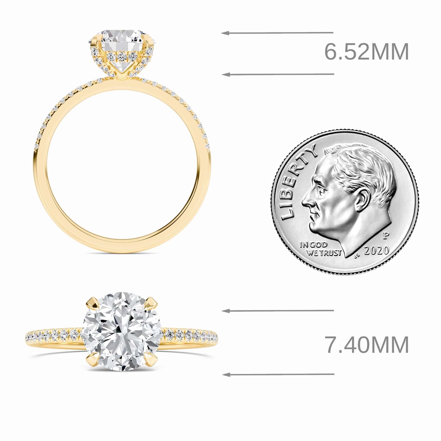 Round Hidden Halo Certified Natural Diamond Pave Engagement Ring - Tamara