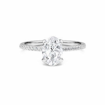 Oval Hidden Halo Certified Natural Diamond Pave Engagement Ring - Tamara