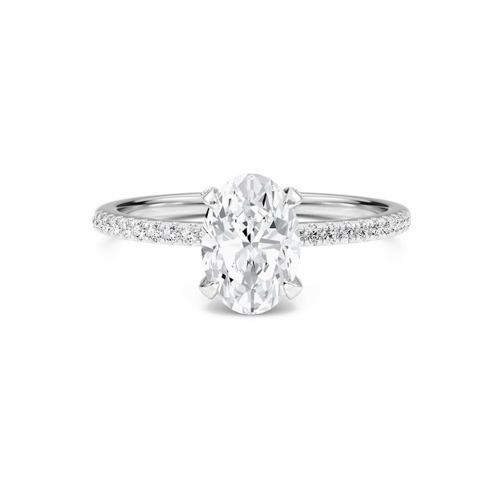 Oval Hidden Halo Certified Natural Diamond Pave Engagement Ring - Tamara