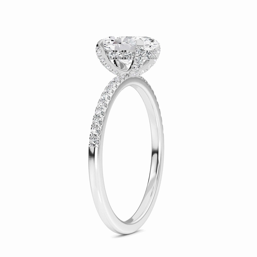 Oval Hidden Halo Certified Natural Diamond Pave Engagement Ring - Tamara