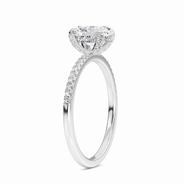 Oval Hidden Halo Certified Natural Diamond Pave Engagement Ring - Tamara