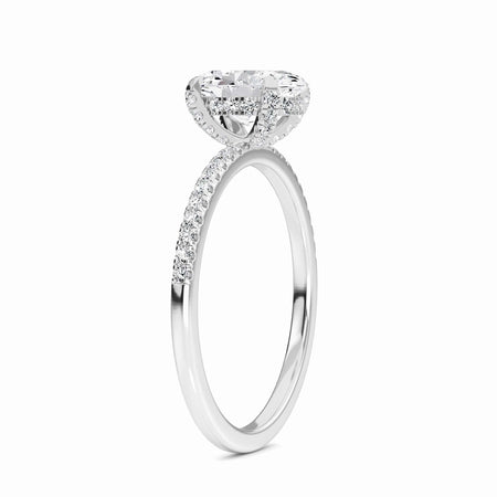 Oval Hidden Halo Certified Natural Diamond Pave Engagement Ring - Tamara