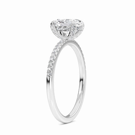 Oval Hidden Halo Certified Natural Diamond Pave Engagement Ring - Tamara