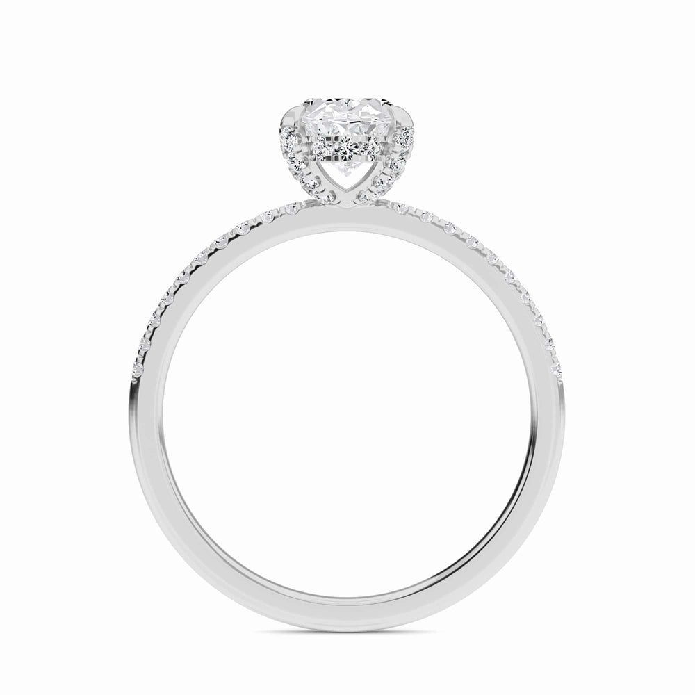 Oval Hidden Halo Certified Natural Diamond Pave Engagement Ring - Tamara