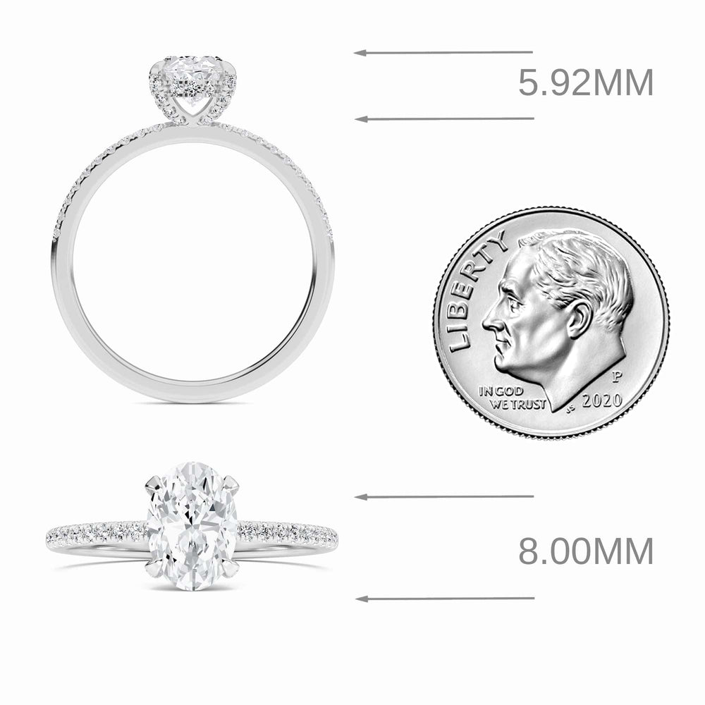Oval Hidden Halo Certified Natural Diamond Pave Engagement Ring - Tamara