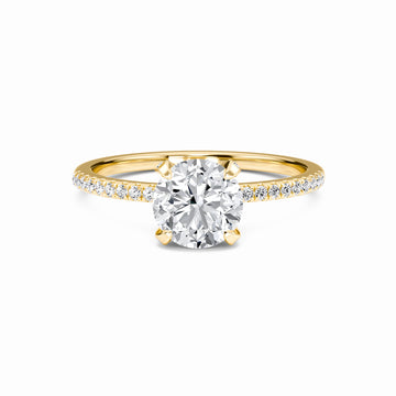 Round Hidden Halo Certified Natural Diamond Pave Engagement Ring - Tamara