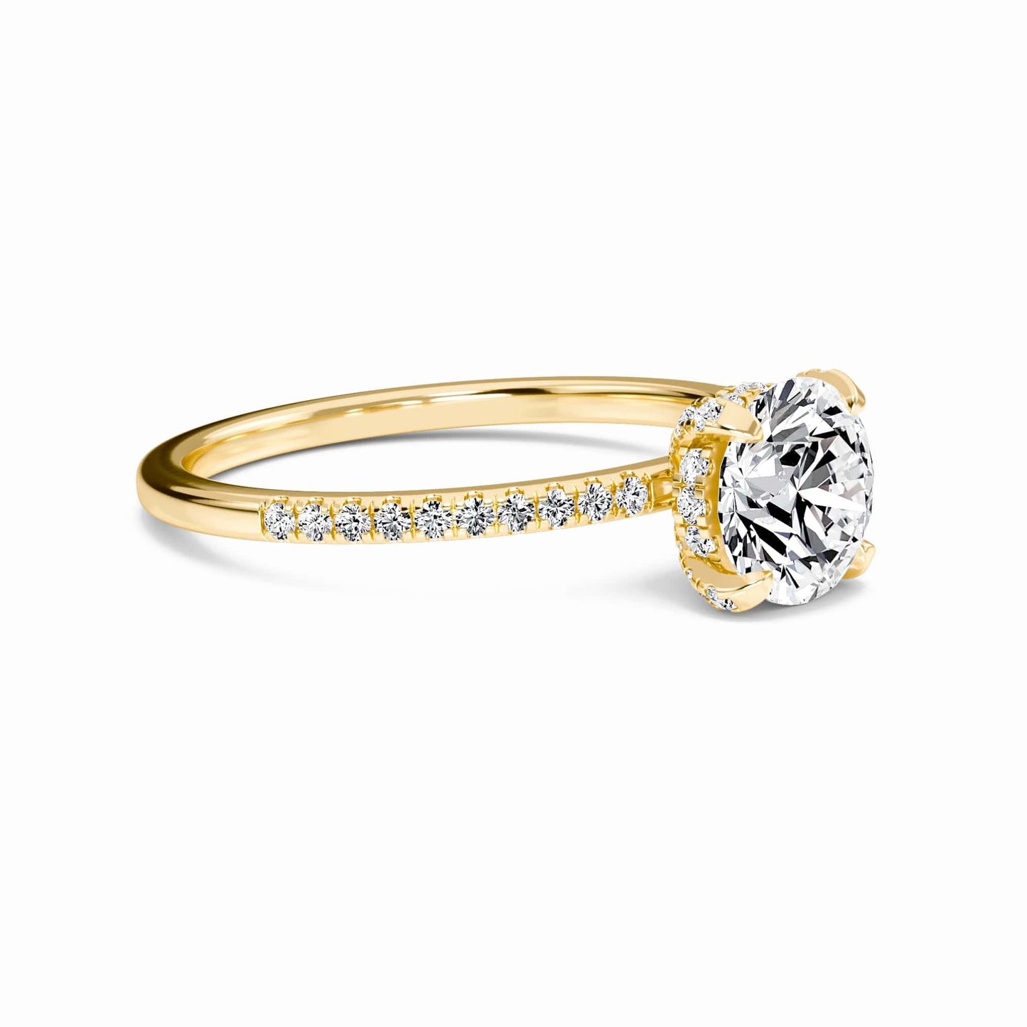 Round Hidden Halo Certified Lab Diamond Pave Engagement Ring - Matilda