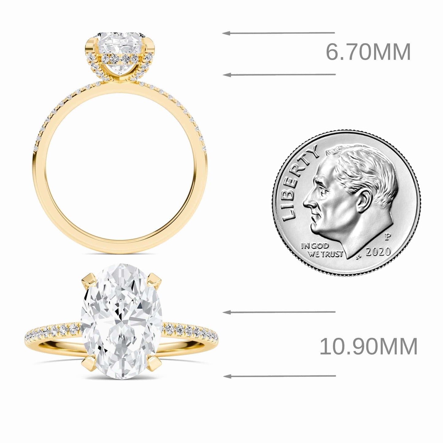 Oval Hidden Halo Certified Lab Diamond Pave Engagement Ring - Matilda