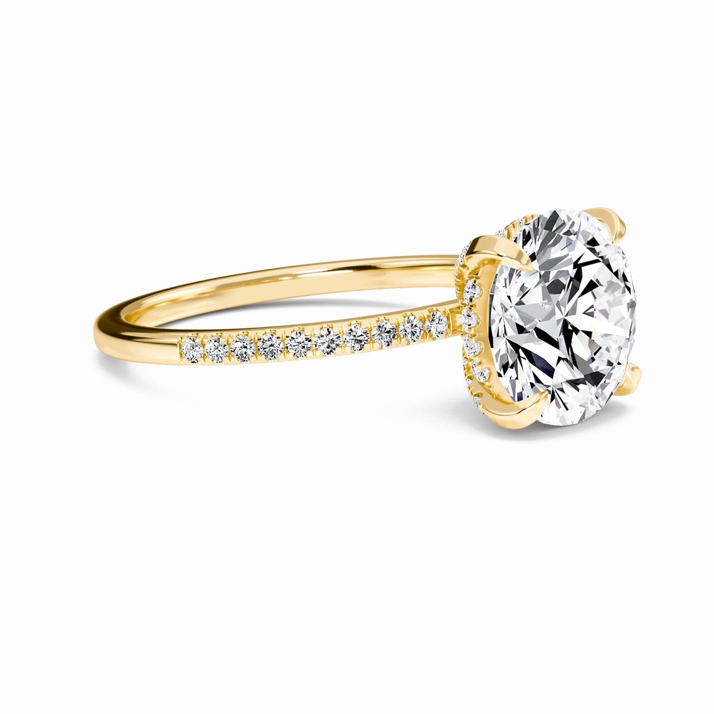 Round Hidden Halo Certified Lab Diamond Pave Engagement Ring - Matilda