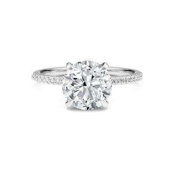 Round Hidden Halo Certified Lab Diamond Pave Engagement Ring - Matilda