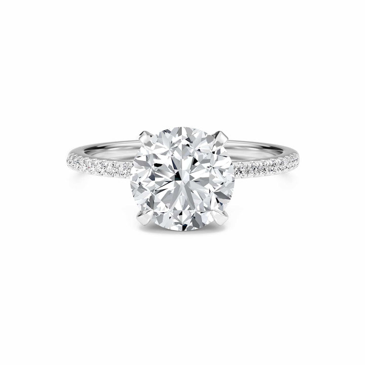 Round Hidden Halo Certified Lab Diamond Pave Engagement Ring - Matilda