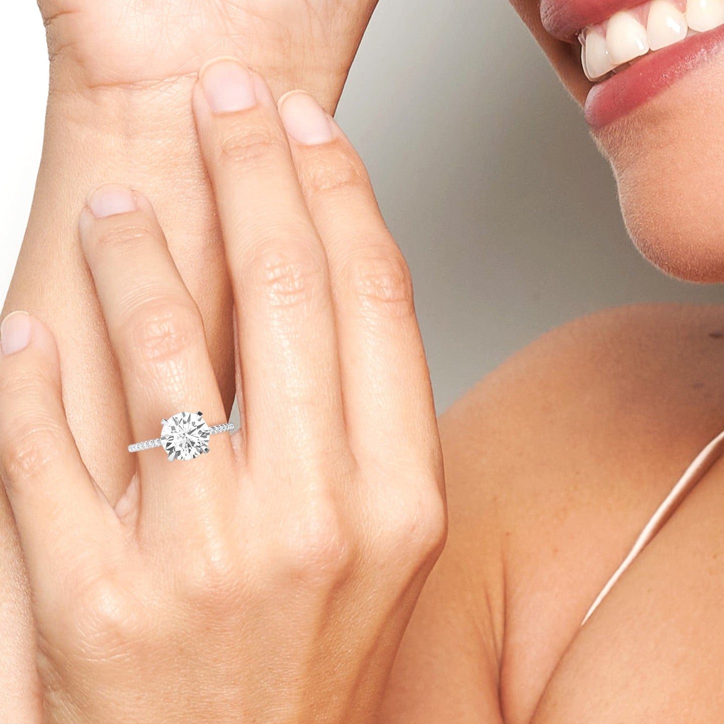 Round Hidden Halo Certified Lab Diamond Pave Engagement Ring - Matilda