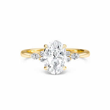 Oval Cluster Side Certified Lab Diamond Engagement Ring - Lacey