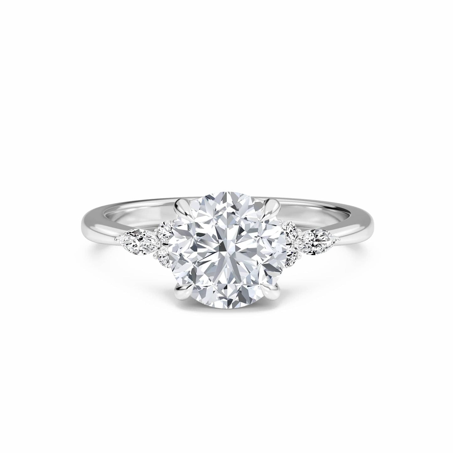 Round Cluster Side Certified Lab Diamond Engagement Ring - Lacey