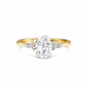 Oval Cluster Side Certified Lab Diamond Engagement Ring - Lacey