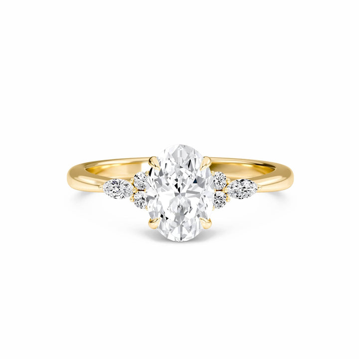 Oval Cluster Side Certified Lab Diamond Engagement Ring - Lacey