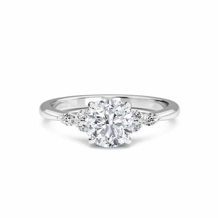 Round Cluster Side Certified Lab Diamond Engagement Ring - Lacey
