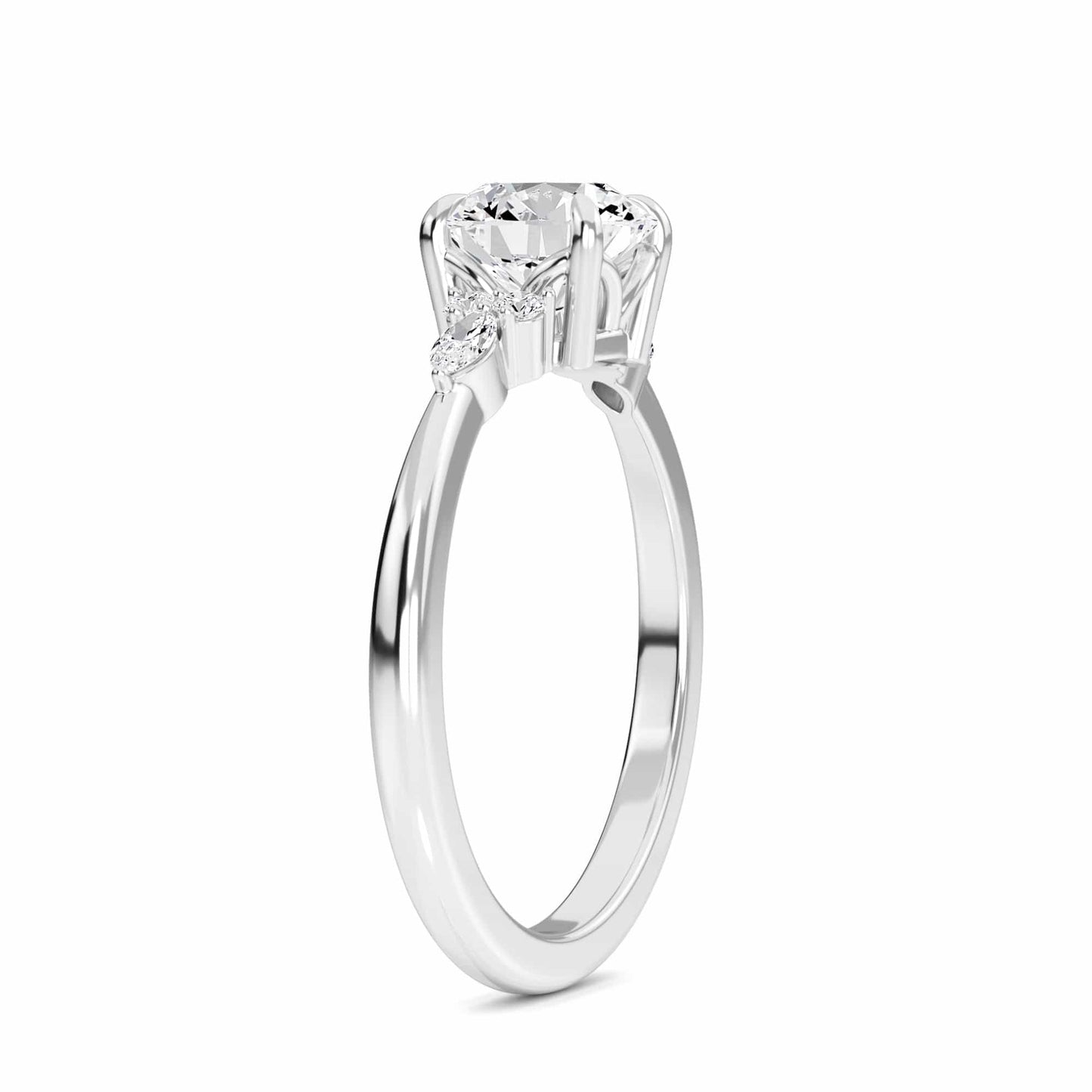 Round Cluster Side Certified Lab Diamond Engagement Ring - Lacey