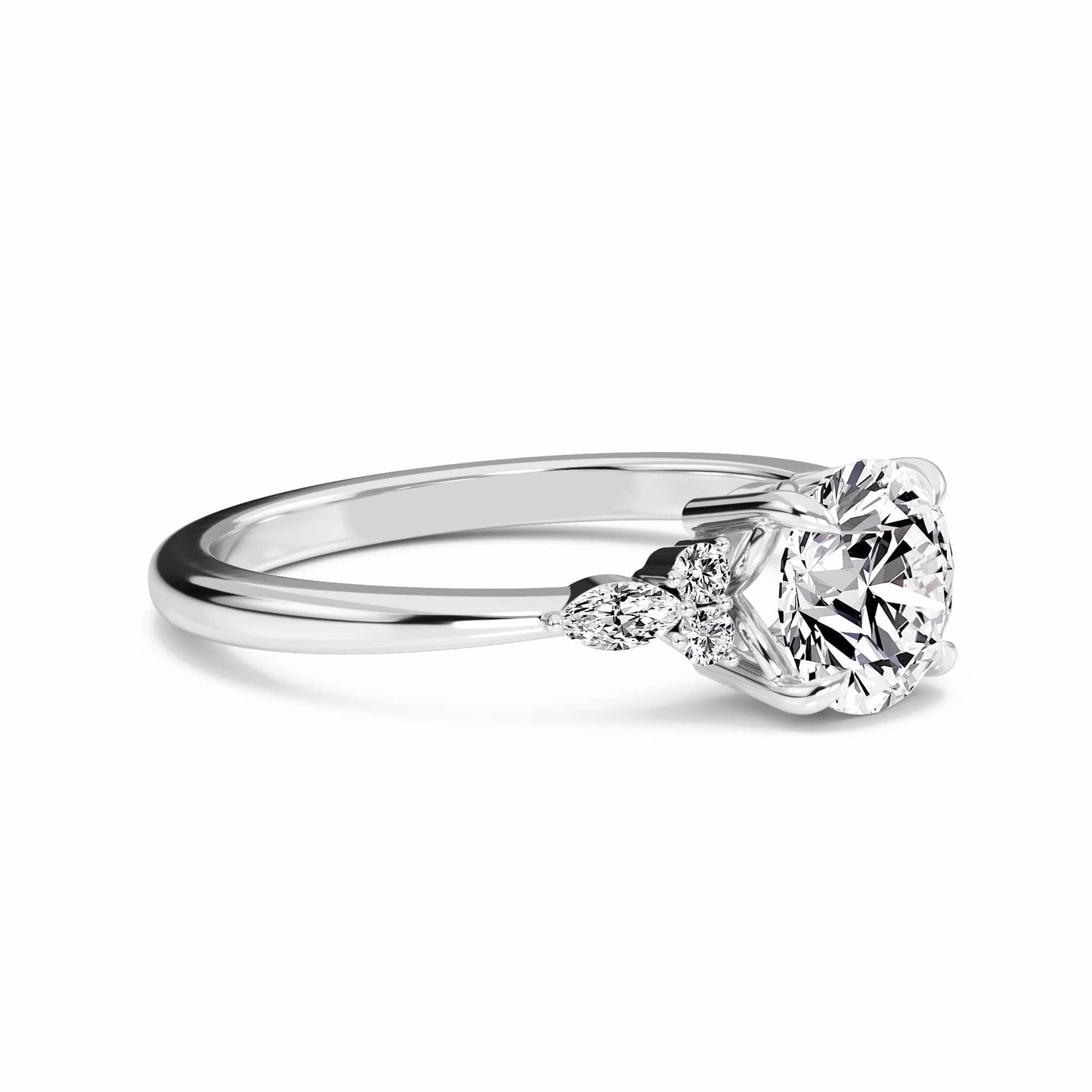 Round Cluster Side Certified Lab Diamond Engagement Ring - Lacey