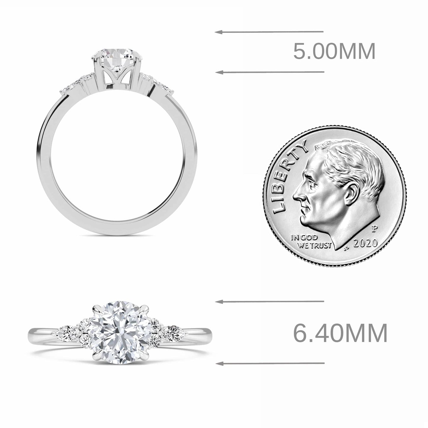 Round Cluster Side Certified Lab Diamond Engagement Ring - Lacey