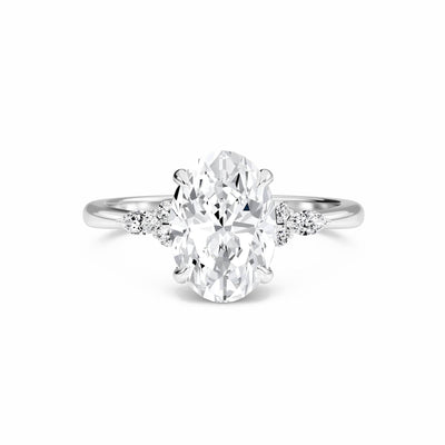 Oval Cluster Side Certified Lab Diamond Engagement Ring