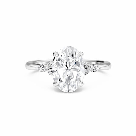 Oval Cluster Side Certified Lab Diamond Engagement Ring - Lacey