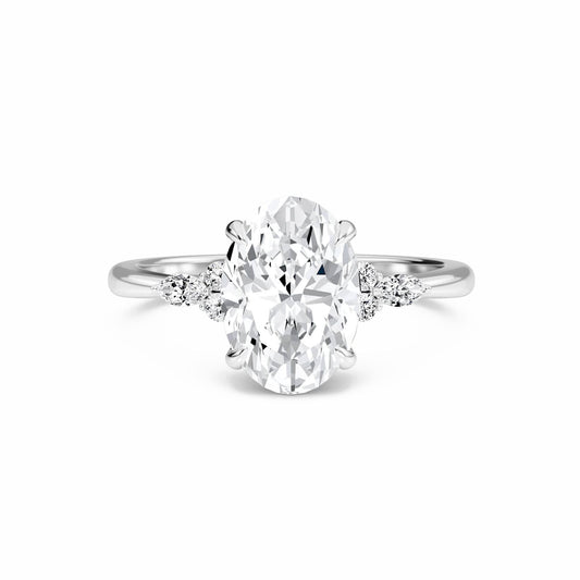 Oval Cluster Side Certified Lab Diamond Engagement Ring - Lacey