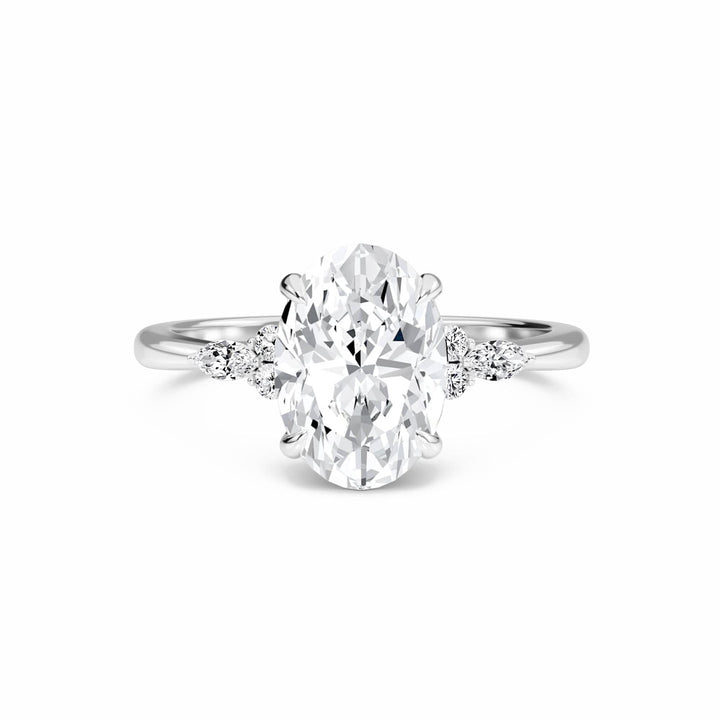 Oval Cluster Side Certified Lab Diamond Engagement Ring - Lacey