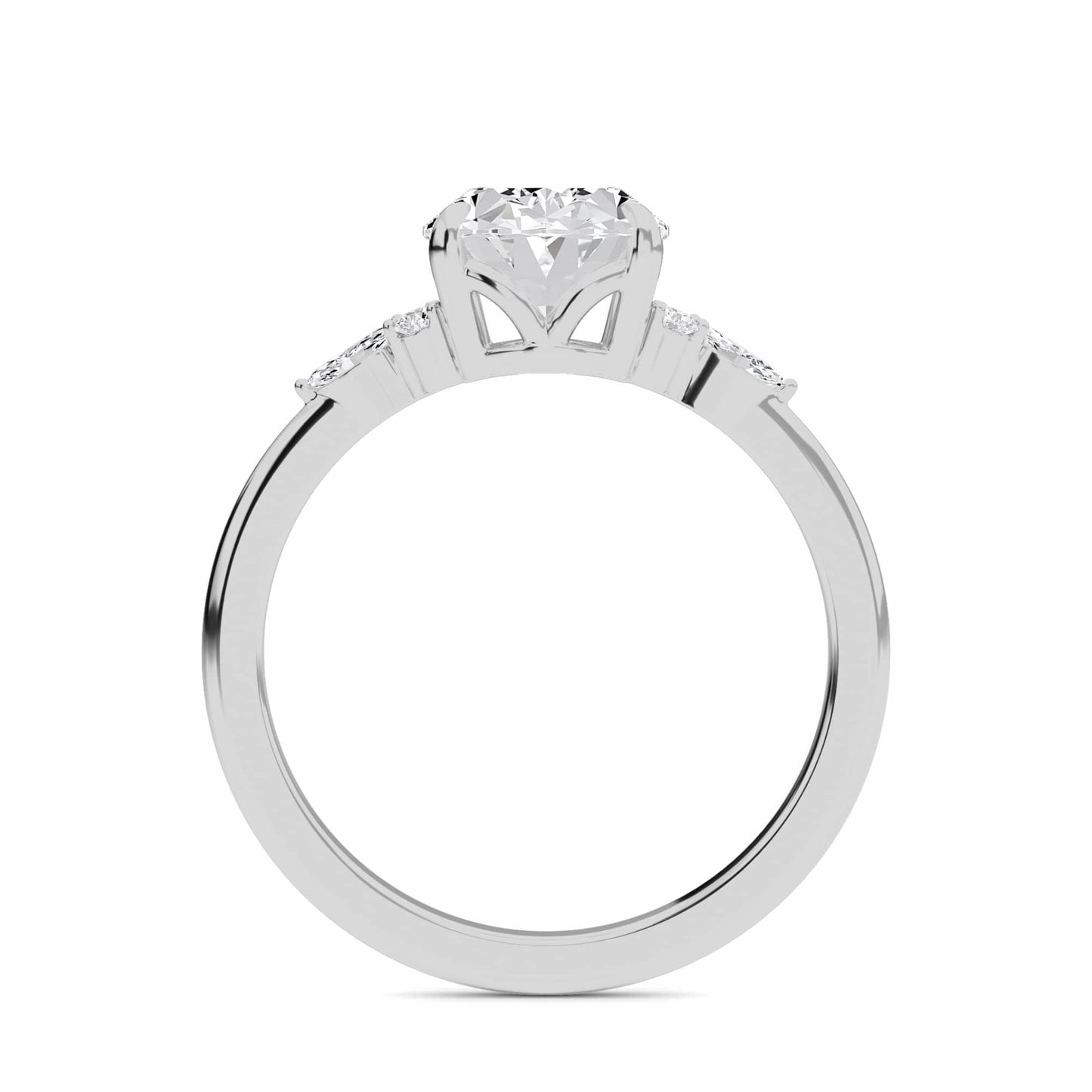 Oval Cluster Side Certified Lab Diamond Engagement Ring - Lacey