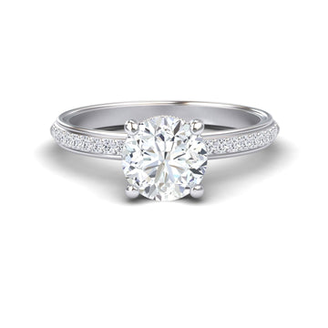 White Diamond Pave Crown Solitaire Engagement Ring - Carlota