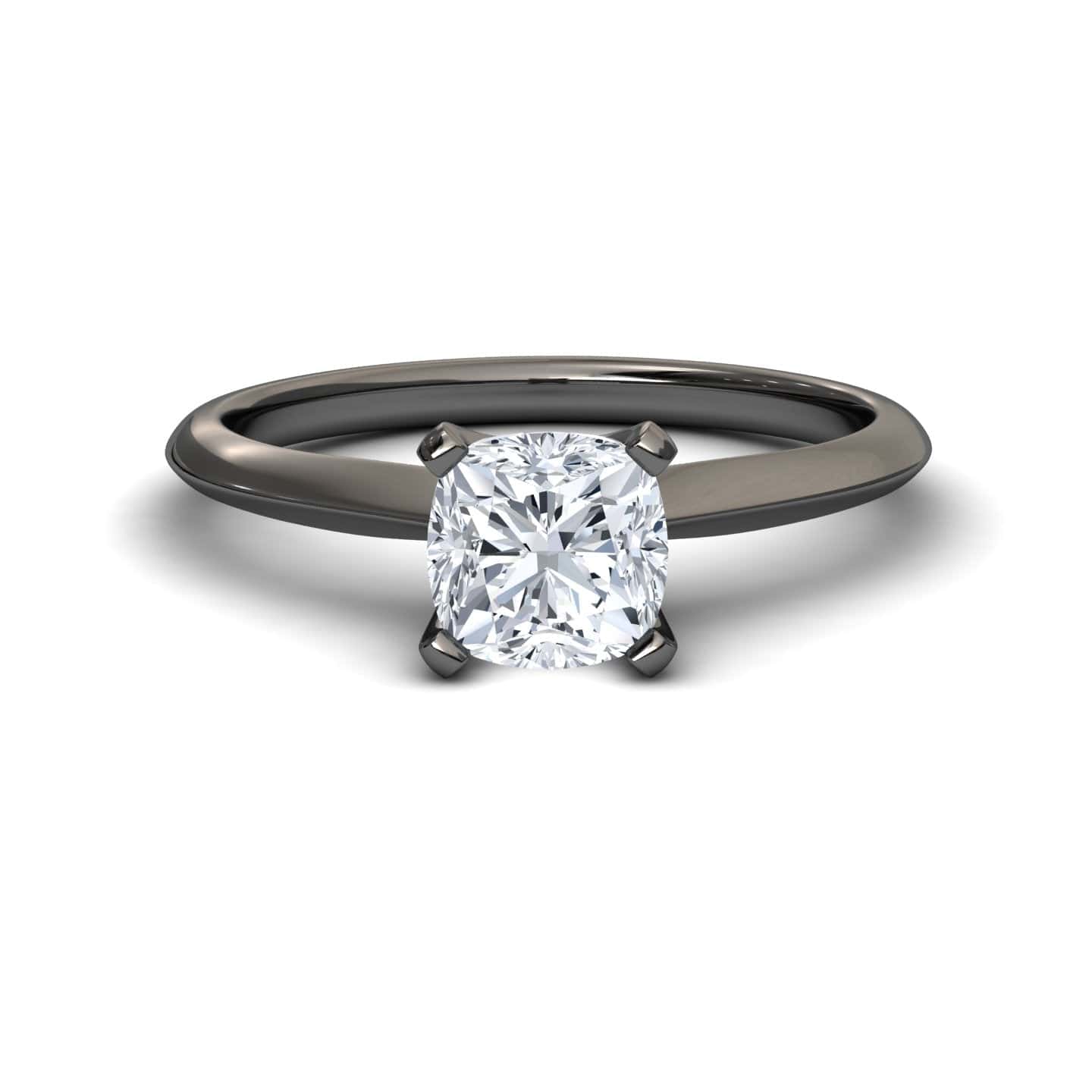 White Diamond Knife Edge Shank Solitaire Engagement Ring - Jocelyn