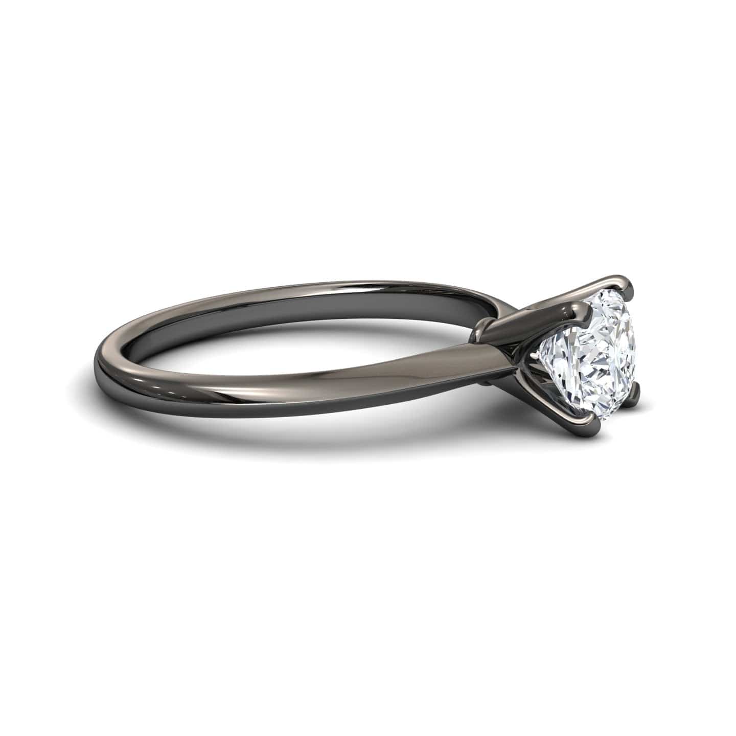 White Diamond Knife Edge Shank Solitaire Engagement Ring - Jocelyn