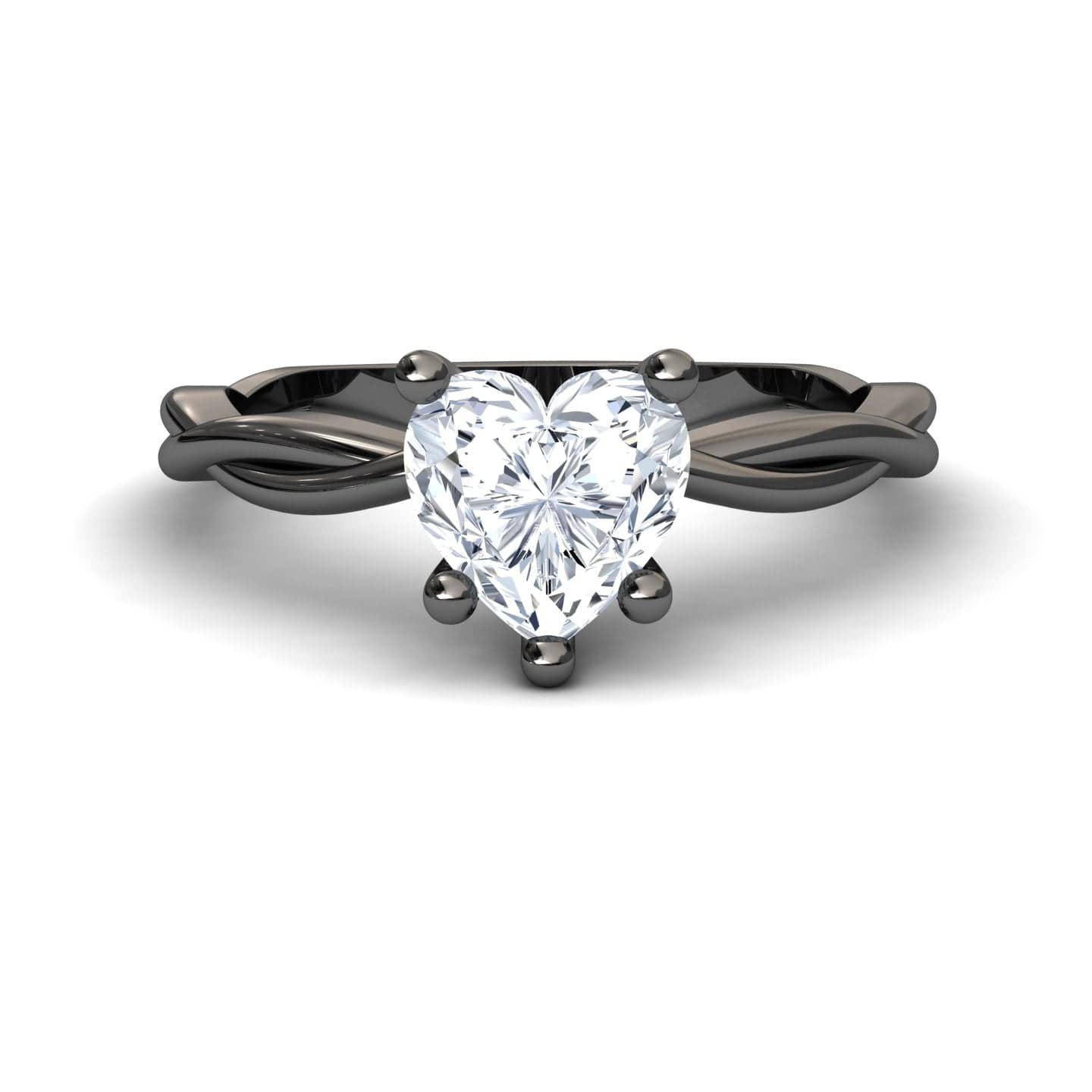 White Diamond Twisted Shank Solitaire Engagement Ring - Yanlin